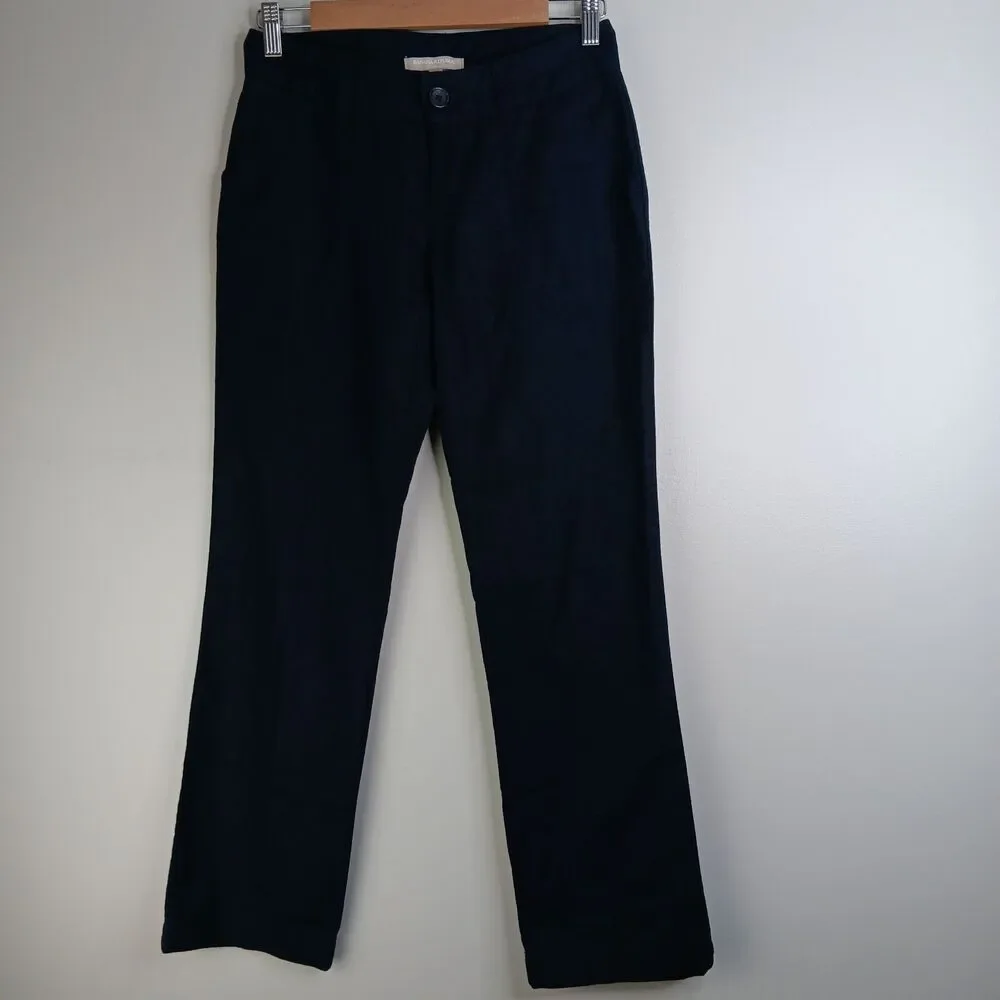 Banana Republic Pants Women's Size 0 Petite Linen Blend Straight Leg Navy Travel